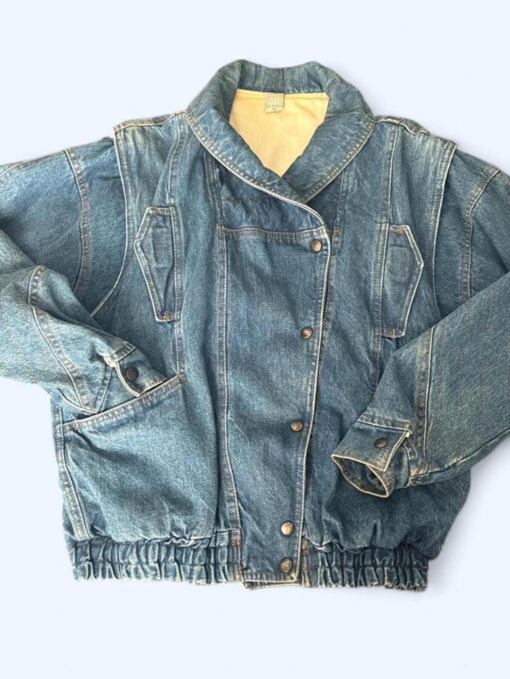 le’Arsi denim flight aviation bomber jacket